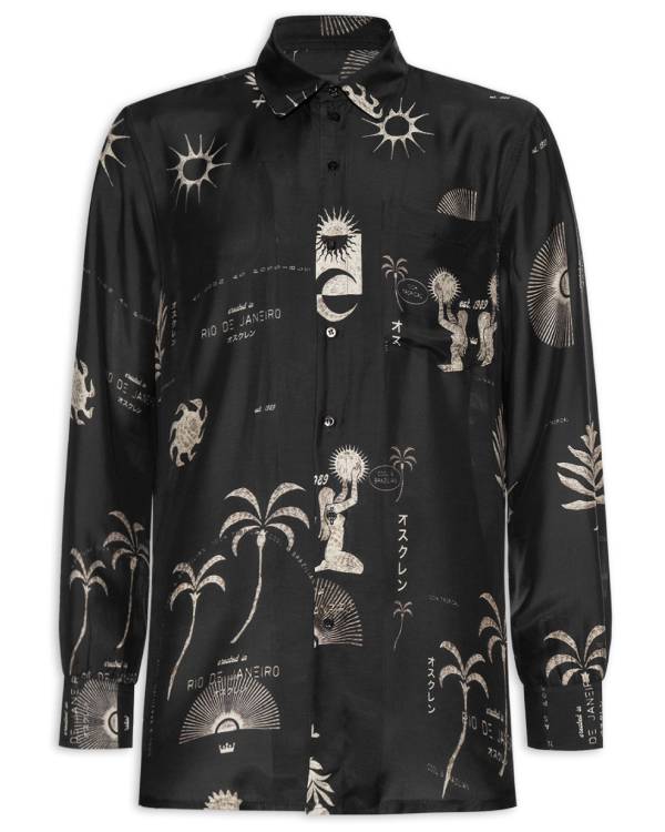 Dois às 10 Manu Rodrigues Black Printed Shirt Doodle Jackets