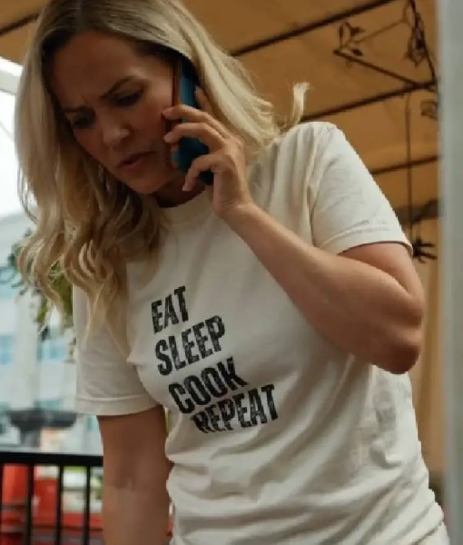Catch of the Day Emilie Ullerup Eat Sleep Cook Repeat White Shirt USA Jackets