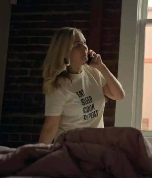 Catch of the Day Emilie Ullerup Eat Sleep Cook Repeat White Shirt USA Jackets