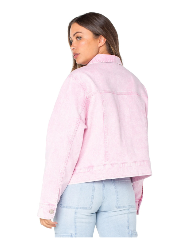 Celebrity Pink Oversize Denim Jacket USA Jackets