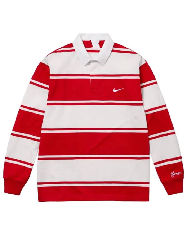 Cincinnati vs Nebraska Game Travis Kelce Red Striped Rugby Shirt USA Jackets
