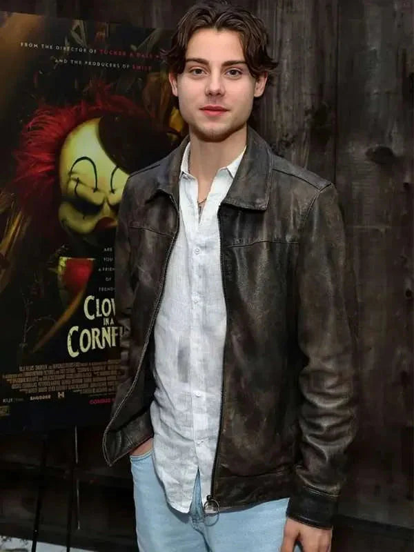 Clown in a Cornfield Carson MacCormac Brown Leather Jacket Doodle Jackets