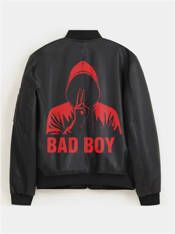 Hand Painted Bad Boy Leather Bomber Jacket