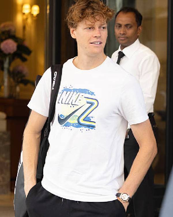 Jannik Sinner White Graphic T-Shirt USA Jackets