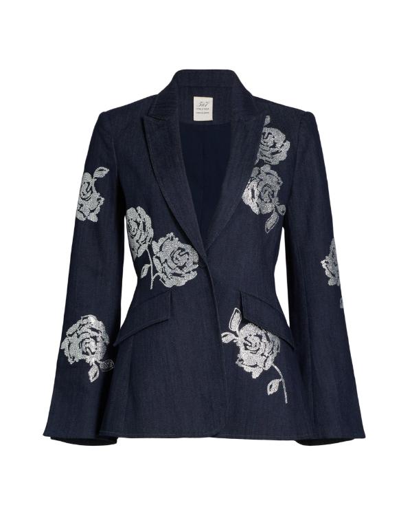 Days Of Our Lives S07 Lauren Koslow Rose Print Denim Blazer USA Jackets