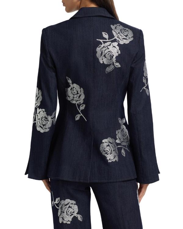 Days Of Our Lives S07 Lauren Koslow Rose Print Denim Blazer USA Jackets