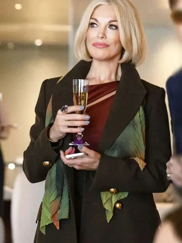 Hannah Waddingham The Woman in Cabin 10 Brown Coat Doodle Jackets