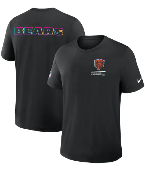 Chicago Bears Black 2025 Crucial Catch T-Shirt USA Jackets