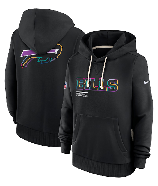 Buffalo Bills 2025 Crucial Catch Black Dri-FIT Hoodie USA Jackets