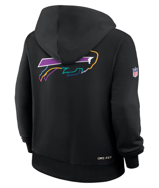 Buffalo Bills 2025 Crucial Catch Black Dri-FIT Hoodie USA Jackets