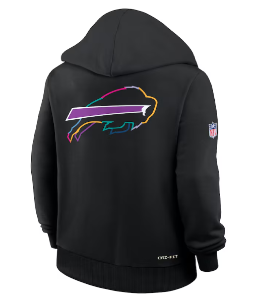 Buffalo Bills 2025 Crucial Catch Black Dri-FIT Hoodie USA Jackets