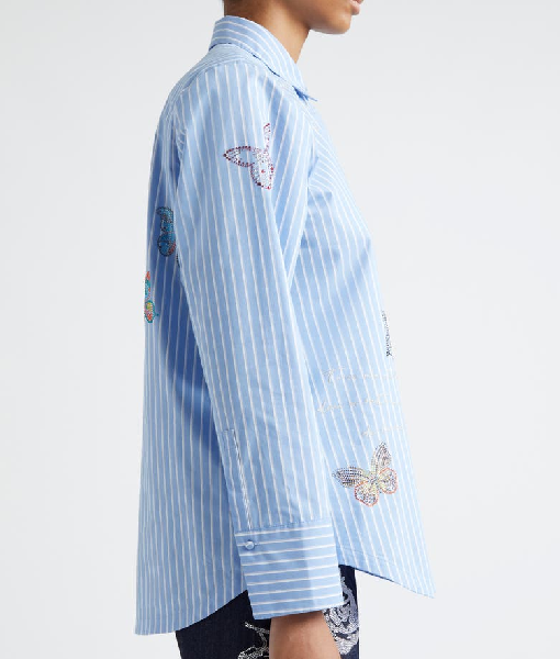 Butterfly Stripe Cotton Blend Shirt USA Jackets