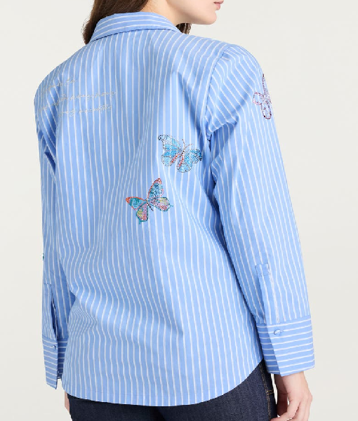 Butterfly Stripe Cotton Blend Shirt USA Jackets