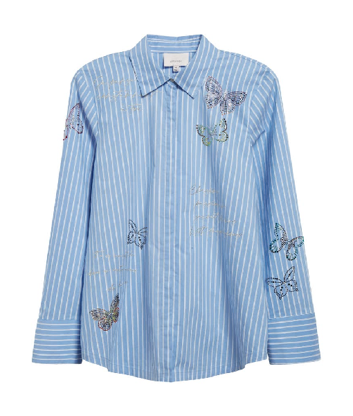 Butterfly Stripe Cotton Blend Shirt USA Jackets