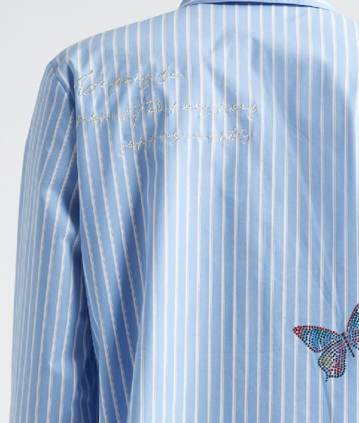 Butterfly Stripe Cotton Blend Shirt USA Jackets