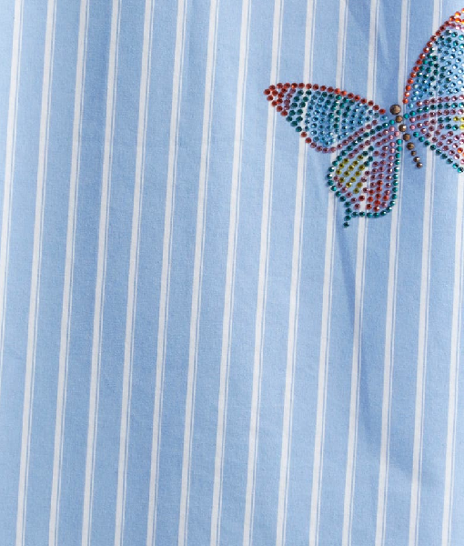 Butterfly Stripe Cotton Blend Shirt USA Jackets